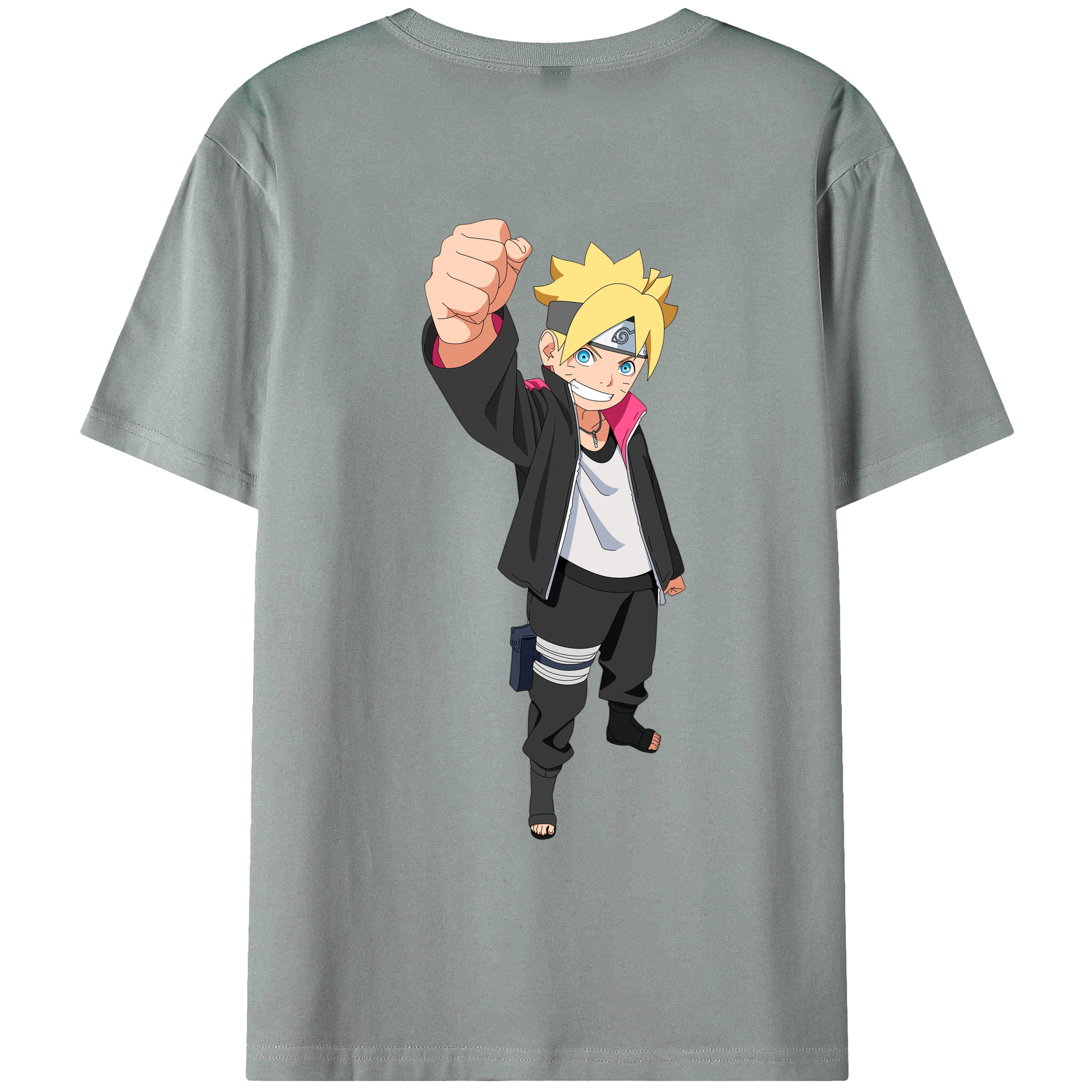 （画像用） NARUTO -ナルト- うずまき ボルト Uzumaki Boruto 綿100％ メンズ半袖Tシャツ（バックプリント） 通気性